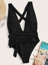 Load image into Gallery viewer, Plunging Backless One Piece Swimsuit
