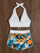 Load image into Gallery viewer, Plant Print Halter Shorts Bikini Swimsuit
