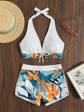 Load image into Gallery viewer, Plant Print Halter Shorts Bikini Swimsuit
