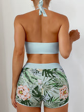 Load image into Gallery viewer, Plant Print Halter Shorts Bikini Swimsuit
